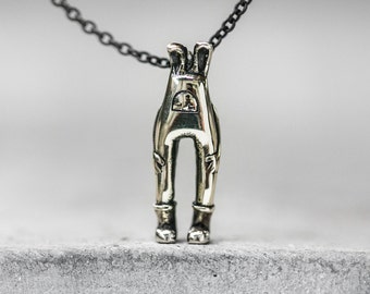 Billy Bunny Necklace – Solid Brass Bunny Pendant on Chain – Handmade Art Jewelry by Blamo