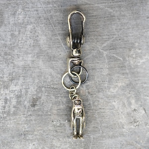Birdman Handmade Solid Oxidized Brass Bird Pendant Keychain - Bag Charm image 1