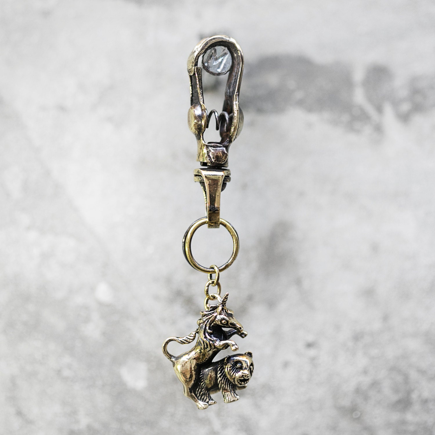 Unihorny Necklace - blamo.store BlamoToys Unihorny Keychain: Oxidized Brass Unicorn & Panda Charm, Handmade Clip main image 2