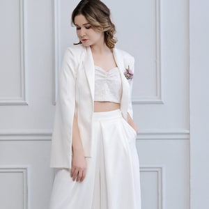 Ines - bridal blazer / wedding blazer / formal cape sleeve blazer / women&#39;s white blazer / mother of the bride blazer / slit sleeve blazer