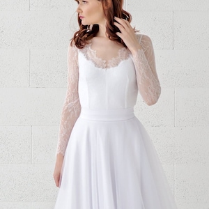 Yona - bridal lace bodysuit with V neck illusion neckline