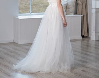 Heather -  soft tulle bridal skirt with a train