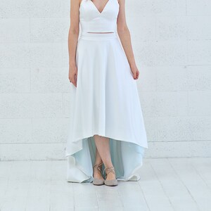 Vivian - high low bridal skirt with a touch of color / satin high low wedding skirt / minimalist wedding skirt / custom pop of color skirt