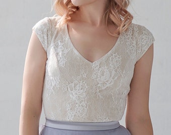 Morgan - ivory lace bridal top