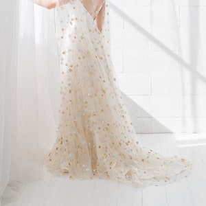 Estelle - celestial wedding skirt / bridal skirt with silver and gold sequin stars / unique wedding skirt in cream star tulle