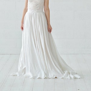 Rhea linen wedding skirt / barn wedding style skirt / natural bridal skirt / bohemian wedding skirt / boho bridal skirt with pockets image 1