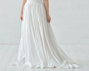 Rhea - stonewashed linen wedding skirt with pockets