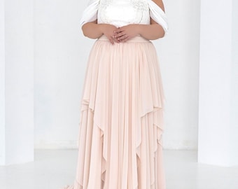 Delphine - asymmetric hemline chiffon skirt