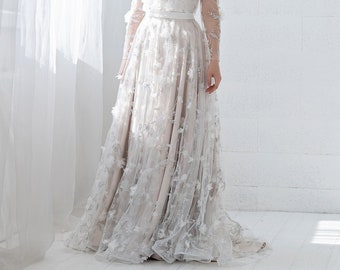 June - bridal overskirt with 3D flowers
