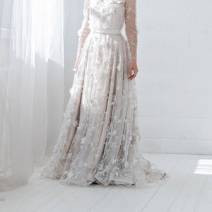 June - bridal overskirt with 3D flowers