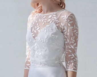 Willow - leaf lace bridal topper