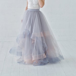 Eleonor - tulle wedding skirt with horsehair braid / unique coloring tulle bridal skirt / horsehair braid tulle skirt / grey tulle skirt