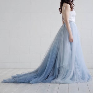 Nora - ombre bridal skirt / tulle wedding skirt / tulle bridal skirt / dusty blue bridal skirt / custom ombre dyed tulle floor length skirt