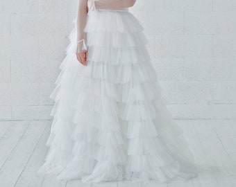 Octavia - tiered and ruffled tulle bridal skirt