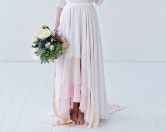 Xylona - high low chiffon bridal skirt in wrap style