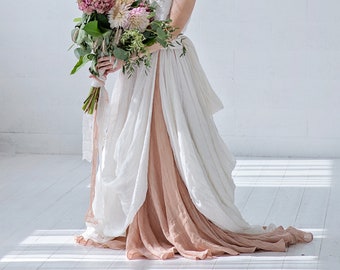 Brianna - bohemian bridal skirt in natural linen