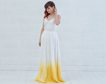 Linnea - lace boho wedding dress  / marigold or custom ombre wedding dress / beach wedding dress / bohemian bridal gown / lace wedding dress