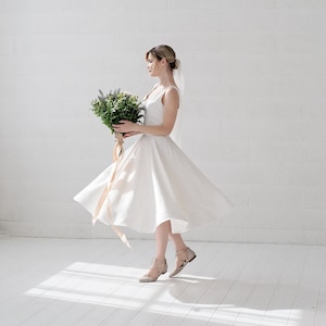 Josephine short wedding dress / simple bridal gown / courthouse wedding dress / sweetheart wedding dress / wedding crop top and skirt image 1