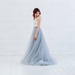 Cora robe de mariée boho / robe de mariée unique / sépare de mariée / robe de mariée de couleur personnalisée / robe de mariée bleu grisâtre / scintillante image 2