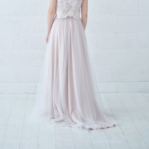 Zahara - wedding skirt in champagne colored chiffon and ivory tulle, perfect for beach and destination brides, lightweight and flowing