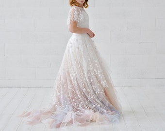 Celeste - detachable bridal overskirt with stars