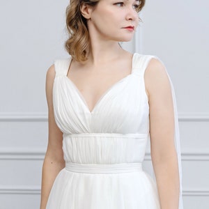 Persefone - draperad chiffongbrudkorsett med kapliknande detaljer / brudtopp med hjärtformad halsringning / bröllopstopp i grekisk stil