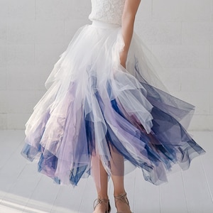 Galaxia - whimsical short tulle skirt / bridesmaids tulle skirt / tea length bridal skirt / galaxy themed tulle skirt / cosmic tulle skirt