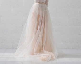 Elle - detachable tulle overskirt skirt with a bow and front slit