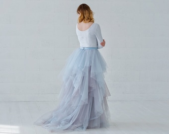Aella - long sleeved wedding dress with ruffled tulle skirt