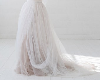 Gaia - tulle gown skirt / tulle wedding skirt / bridal skirt / nude tulle skirt / unique bridal tulle skirt / taupe tulle wedding skirt /