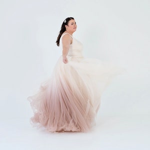 Nora - ombre bridal skirt / tulle wedding skirt / tulle bridal skirt / dusty blue bridal skirt / custom ombre dyed tulle floor length skirt