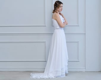 Valentina - slim wrap style bridal skirt with a slight high low front