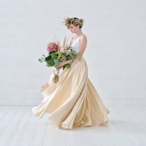 Gilda - Boho Brautkleid aus Baumwollspitze und Leinen / Boho Brautkleid / Rustikales Brautkleid aus Bio-Ökostoffen