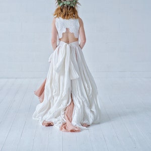 Brianna - bohemian crop top wedding dress / bridal separates / linen wedding dress / open back bridal gown / boho bridal gown in linen
