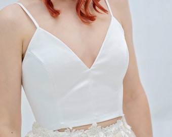 Vivian - satin crop top with spaghetti straps and built in cups