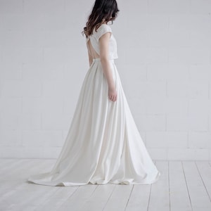 Aiko - elegant wedding dress / crop top wedding dress / sequined bridal gown / classy two piece wedding gown / wedding dress with pockets