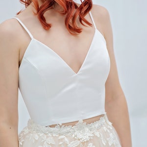 Vivian - satin crop top / bridal crop top / spaghetti sraps bridal top / bridal bustier / satin bridal top / simple wedding top / separates