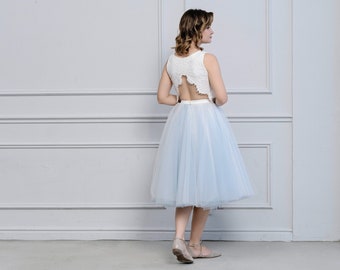 Soraya shortie - voluminous dual color short tulle skirt / tutu skirt / womens tulle skirt / blue tulle skirt / custom color party skirt