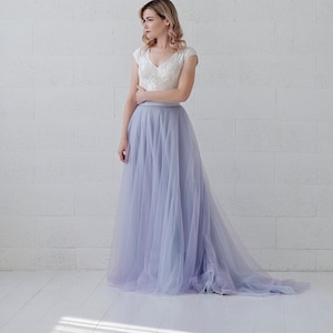 Morgana lavender and blue wedding dress / minimalist bride bridal gown / unique bridal separates / lavender wedding dress / elopement gown Lavender fields