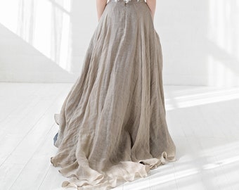 Penelope - boho natural linen bridal skirt