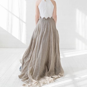 Penelope - boho natural linen bridal skirt / linen wedding skirt / grey linen bridal skirt / bohemian wedding skirt / barn wedding skirt /