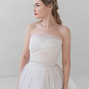 Gaia - bridal corset top with additional removable pieces / off the shoulders bridal top / sweetheart satin corset top / tulle corset