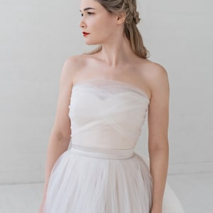 Gaia - bridal corset top with additional removable pieces / off the shoulders bridal top / sweetheart satin corset top / tulle corset