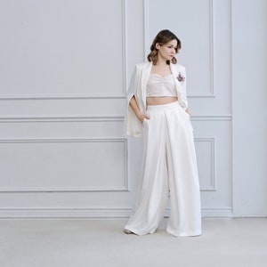 Ines palazzo pants / women's bridal or formal pants / women's wide leg trousers / bridal pants / wedding trousers image 4