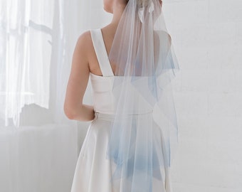 River - handkerchief veil with custom dyed colorful ombre tips