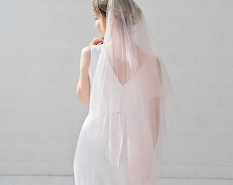 Leah - ombre veil / drop bridal veil with dip dyed tips / tiered veil with blusher / elbow, fingertip, ballet, waltz, chapel, cathedral