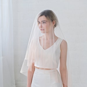 Leah - ombre wedding veil / drop bridal veil with dip dyed tips / double tier veil with blusher / elbow, fingertip, ballet, waltz, chapel