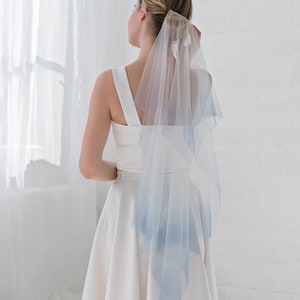 River - handkerchief veil with custom dyed colorful ombre tips / double tier veil / something blue bridal veil / ombre wedding veil