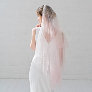 Leah - ombre veil / drop bridal veil with dip dyed tips / tiered veil with blusher / elbow, fingertip, ballet, waltz, chapel, cathedral