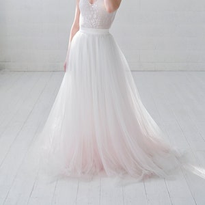 Helene very romantic bridal tulle skirt with a subtle dip dyed ombre bottom / touch of color wedding skirt / softest tulle wedding skirt image 6